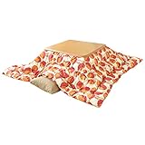 タンスのゲン こたつ 2点セット 【こたつ本体+掛布団】 幅80×80cm 正方形 日本製 掛布団 継ぎ脚 UV塗装 本体ナチュラル 布団レッドリーフ 48200006 05