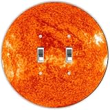 Rikki Knight RND-LSPDBL-184 Planet Sun Round Design Double Toggle Light Switch Plate [並行輸入品]