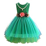 hibote 子供 ドレス ワンピース フォーマル サンドレス プリンセスドレス 4歳から5歳まで 110cm チュチュスカート キッズ ベビー エレガント 結婚式 演奏会 ピアノ 発表会 グリーン 