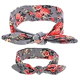 Nice Days（ナイス　ディズ） 　ベビーヘアバンド　ヘッドバンド　可愛いアメリカ風　小花柄　 ヘアアクセサリー　お母さんと子供　親子　お揃い (グレー)