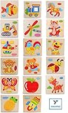 yasushoji 木のおもちゃ 知育玩具 パズル 形はめ 絵 合わせ 幼児 プレゼント お祝い おもちゃ つみき 教材 (タイプB)