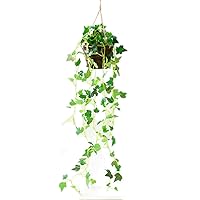 Kugusa フェイクグリーン 吊り下げ 人工 観葉植物 壁掛け 吊るし ハンギング 造花 インテリアグリーン 70cm (アイビー)
