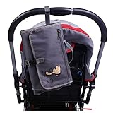 Welkey おむつ替えシート ベビー用【収納ポケット付き 折りたたみ式 高耐久性】取っ手付き おでかけ防水シーツ 収納部と分離できる 車のシートに取り付け可能 (グレー)