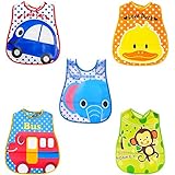 【RONGUI】 赤ちゃん ベビー 防水 よだれかけ スタイ ポケット付き 5枚セット (セット02)