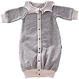 yuga☆ピエロの2Wayロンパース グレー 80cm オーガニックコットン100% ベビー 服 男の子 女の子 兼用 ツーウェイオール 出産祝い プレゼント 綿100%