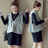 マタニティウェア 服 ワンピース 対比色 2点セット ゆったり カジュアル ワンピース 妊婦服 産前 産後 レディース マタニティワンピース M 写真色