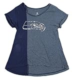 シアトル・シーホークスNFLジュニアWomen 's Harlequinキラキラファッショントップ、ネイビー