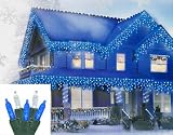 Vickerman Blue and Pure White LED M5 Mini Icicle Christmas Lights with Green Wire, Set of 70 by Vick