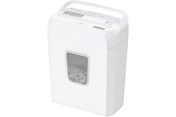 bonsaii 家庭用 シュレッダー 5枚同時細断 細密クロスカット5x18mm 連続細断4分 13L大容量 カード類対応 電動 ハンドルアップ式 コンパクト ホワイト C237-D白