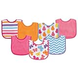 Luvable Friends Print Drooler Bib, Pink Butterflies, 7 Count by Luvable Friends [並行輸入品]