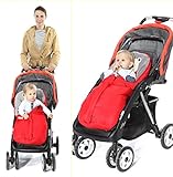 ベビーカーフットマフ あったか 防寒 お出かける用品 ベージュ 冬のためのベビースリーピングバッグ (赤)