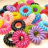 Weryn(TM) ヘア用の100pcs /パック髪のガムコードボブルトレースレスの電話コードロープライン弾性ポニーテールホルダーヘアバンドリングシュシュガム