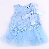 BEE&BLUE かわいいリボン付き 袖なし 赤ん坊ドレス