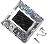 Kasamy 6 LED 道路 鋲 路肩 標 誘導 灯 ソーラー 充電 式 セット （ 白 点滅 １個 + 固定用 ビス 3本 ）