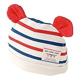 (チャックル) chuckle *ボンシュシュ*ボーダーくまみみ新生児帽子【42-44cm】 レッド 42-44cm P9227A-00-21