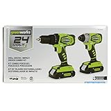 Greenworks CK24B220 24V Lithium MAX Drill Driver / Impact Driver Combo Kit [並行輸入品]