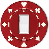 Rikki Knight RND-LSPROCK-83 Poker Chip Round Single Rocker Light Switch Plate, Red [並行輸入品]