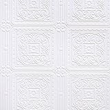Brewster RD80000 Anaglypta Paintable Scroll In Square Tiles Wallpaper, 21-Inch by 396-Inch, White [並