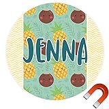 Pineapples and Coconutsラウンドカーマグネット( Personalized ) 9" x 9" イエロー cp-rnd-mgnt-9+1030612