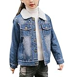 雲の花 青い子供のリベットデニム子羊のウールの女の子アウターウェアコート (150cm)