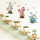 Dnven ( 47 " W x 24 " H )さまざまなカラフルな花チューリップPeonyピールとスティック取り外し可能ビニールウィンドウリビング寝室の部屋の壁デカール子供の部屋保育園