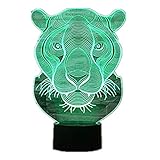 Tiger Lion 3dテーブルランプホリデーギフトノベルティ型7色ホーム照明LED USBナイトライト