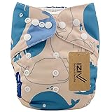 iZiv新生児1厚いおむつ付きオーガニック幼児防水/調整/再利用可能/洗えるポケット布おむつのフィット赤ちゃん0.5-3歳（鯨）