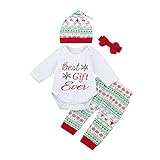 (プタス)Putars ベビー服 子供服 ロンパース 女の子 男の子 長袖 BEST GIFT EVER クリスマス 帽子付き 可愛い 春 秋 冬 新生児 歩行服 出産お祝い 記念日 プレゼント 3-