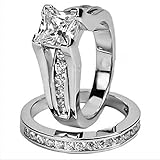 Aytサイズ6 / 7 / 8 / 9 / 10 Women 's 14 KTホワイトゴールドFilled CZプリンセスカット婚約結婚指輪セットホワイトジルコン新しいrw0231 – 6 / 7 /