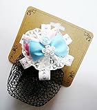 オリジナル ハンドメイド ピンクバレリーナ ホワイトフラワー リボン パール ローズ ラインストーン　 バレッタネット No.76