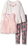 Nannette Little Girls' 3 Piece Soutache Vest Shirt and Legging Set Peach 6X [並行輸入品]