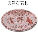 大理石表札・御影石表札【選べる１６石種！石屋の作る石表札】天然石彫刻表札　イラスト対応　浮き彫り表札　Ｐ７０２　厚み40mm　裏面 ピン加工タイプ