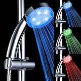 LIFU LEDシャワーヘッド LED内蔵シャワーヘッド 温度制御発光 水圧を利用して 鮮やかな３色光が自由的に変化する シャワーヘッド取り替えも簡単設置(丸形）