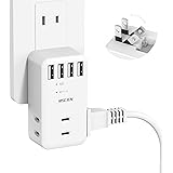 Mscien コンセント タップ usb 電源タップ USB 雷ガード コンセント 3個AC口4個USBポート たこあしコンセント 直挿しタップ oaタップ 分岐 充電タップ マルチタップ