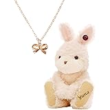 《お名前が入る》【プティルウ】誕生石カラーのスワロフスキー付き バースデーバニー&リボンネックレス