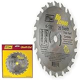 IVY Classic 36180 Ripcross 6-1/2-Inch 20 Tooth Thin Kerf Carbide Circular Saw Blade with 5/8-inch Di