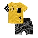 Little Boy夏Clothingセットshort-sleeved Star Tshirt andラティスShorts カラー: イエロー