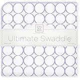 SwaddleDesigns Ultimate Swaddle Blanket, Made in USA, Premium Cotton Flannel, Lavender Mod Circles