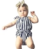 Domybestベビー ロンパース 女の子 ベビー服 ロンパース 可愛い ストライプ柄　赤ちゃん ボディスーツ カバーオール スリングロンパース　連体服 ジャンプスーツ カジュアル　夏　新生児　赤ちゃ