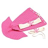 DBL S&M マーメイド ニット コットン 寝袋 かわいい人魚 ベビー用着ぐるみ 0－1歳 (ダークピンク)