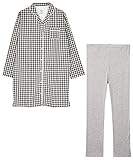 アビックス マミールナ らくちん前開きパジャマ M-L ブラック 先染めチェック 877480