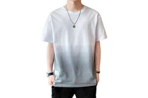 [Anzn] Tシャツ メンズ 半袖 夏服 綿 ビッグt グラデーション カットソー カジュアル ゆったり おしゃれ 丸襟 快適 軽い 柔らかい 大きいサイズ 春 夏 秋