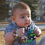 Baby Rattle Holder - Brown Colored Dots Loopy by Loopy Gear
