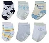 デラックスコットンクルーソックスwithグリップfor Baby Boys カラー: マルチカラー