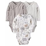 カーターズ Carter's グレー爽やかアニマルボーイ長袖前開きボディースーツ3枚セット (3months(55-61cm)) [並行輸入品]