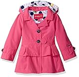 London Fog Baby Girls' Ruffle Bottom Trench Jacket with Removeable Hood Pink 12M [並行輸入品]