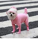 犬用レインコート 犬 ポンチョ 犬猫用レインコート 犬服 防水犬パーカー ドッグカッパ ポンチョ 帽子付き 小型中型大型犬用 梅雨対策 着脱簡単 完全防水 通気 軽量 散歩用 (M,ピンク)