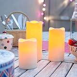 Set of 3 Outdoor Battery Operated LED Flameless Candles with 6 Hour Timer [並行輸入品]