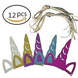 kwjoyユニコーンParty Horn Hats GlitterゴールドユニコーンヘッドバンドパーティーSupplies for Kids and大人?誕生日パーティーまたはユニコーンテーマパーティ