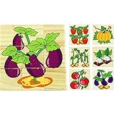 DEHANG 子供向け知育玩具　木のおもちゃ　9コマ 野菜キューブパズル